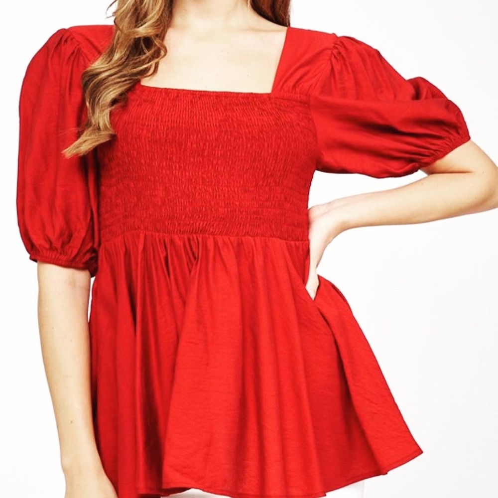 Ruby Red Babydoll Blouse